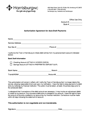 Authorization Agreement for Auto-Draft Payments