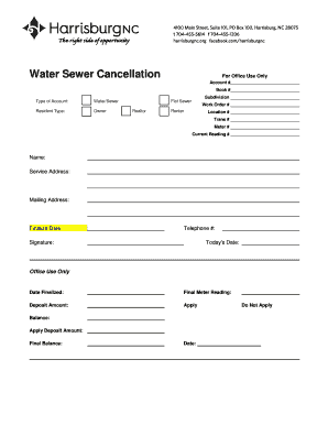 Water Sewer Cancellation Form
