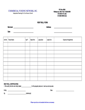 Commercial Property Rent Roll Form