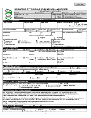Kannapolis City Schools Student Enrollment Form