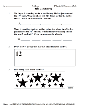First Grade 3rd Quarter 1.NBT Assessment Tasks