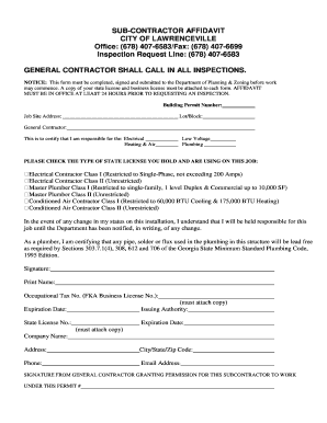 Subcontractor Affidavit