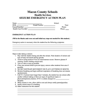Seizure Emergency Action Plan