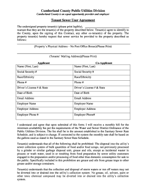 Tenant Sewer User Agreement