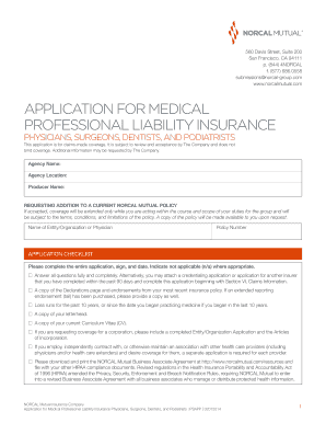 Medical Professional Liability Insurance Application