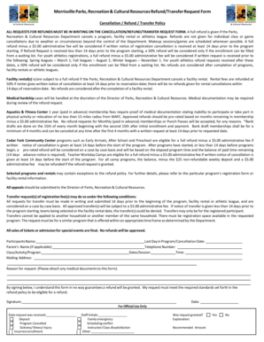 Morrisville Refund/Transfer Request Form