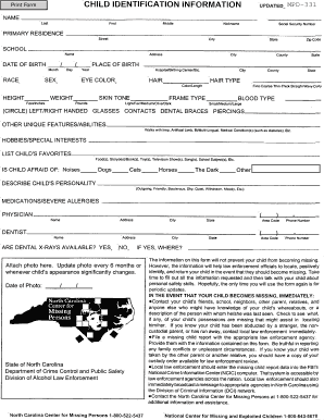 Child Identification Information Form
