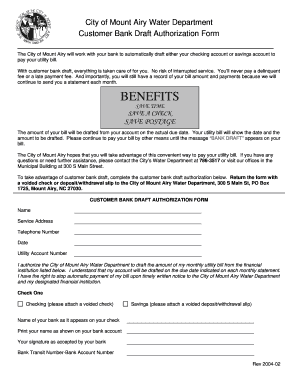 Customer Bank Draft Authorization Form