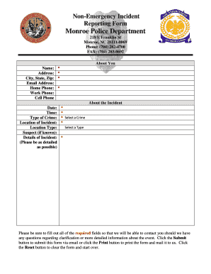 Non-Emergency Incident Reporting Form