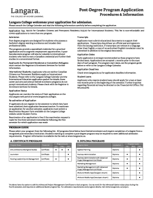 Post-Degree Program Application Form