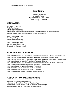 Academic Curriculum Vitae Template