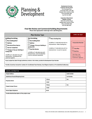 Final Site Review and Commercial Building Requirements