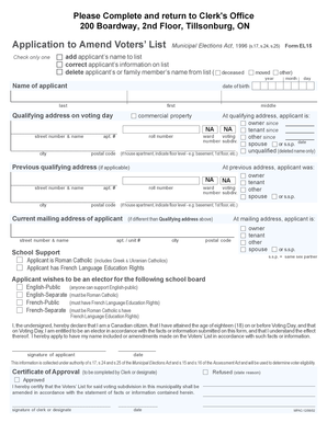 Application to Amend Voters’ List
