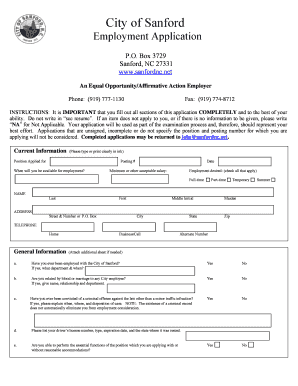 City of Sanford Employment Application