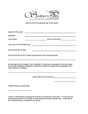 Garage and Yard Sale Permit Application