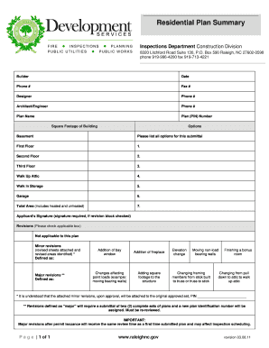 Residential Plan Summary