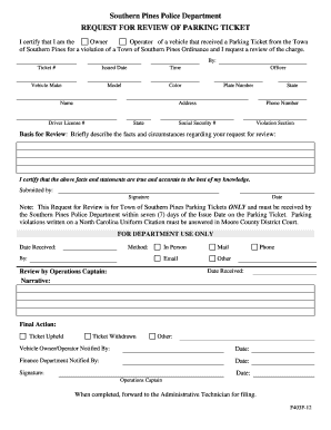 Request for Review of Parking Ticket