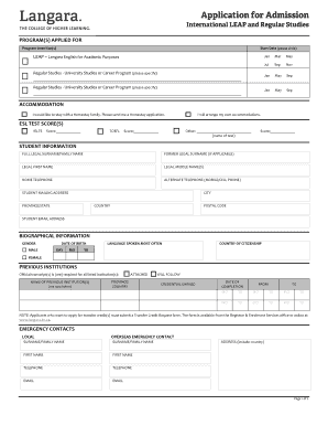 Application for Admission to Langara College