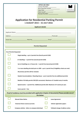Application for Residential Parking Permit
