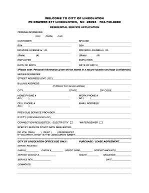 City of Lincolnton Residential Service Application