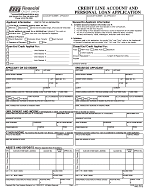 Credit Line Account and Personal Loan Application