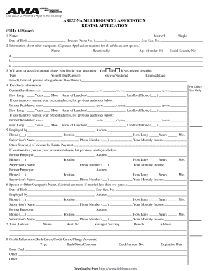 Arizona MultiHousing Association Rental Application