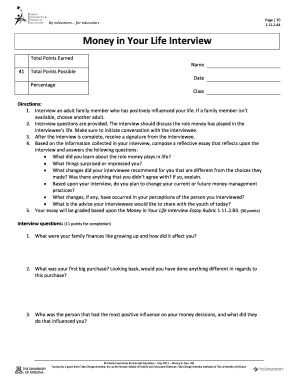 Money in Your Life Interview Form