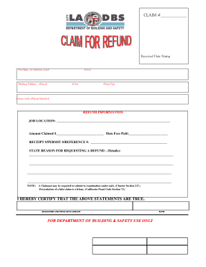 Los Angeles Refund Claim Form