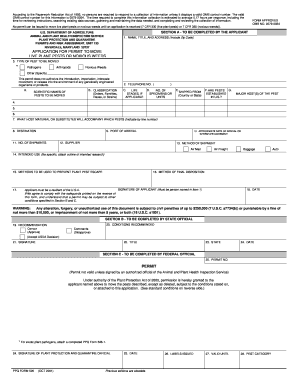 USDA Application for Permit to Move Live Plant Pests or Noxious Weeds