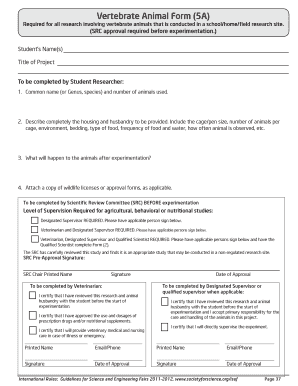 Vertebrate Animal Research Approval Form