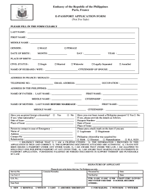 Philippines E-Passport Application Form