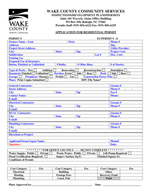 Wake County Residential Permit Application