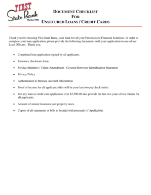 First State Bank Credit Card Application