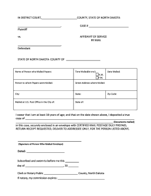 Affidavit of Service by Mail