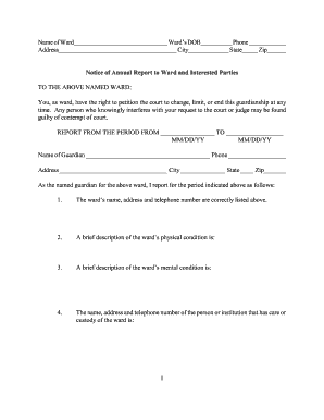 Guardianship Annual Report Form