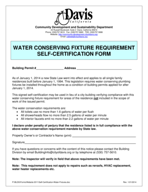 California Water Conserving Fixture Self-Certification Form