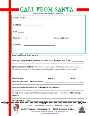 Santa Call Request Form