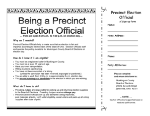 Precinct Election Official Sign-up Form