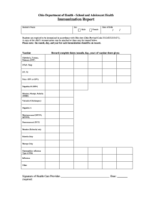Ohio School Immunization Report