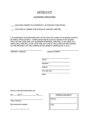 Affidavit for Accessory Structure Permit