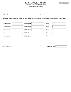 Adult Pick-Up Permission