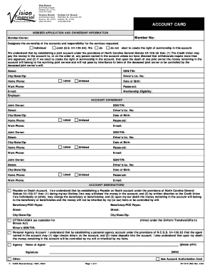North Carolina Credit Union Account Card