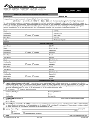 North Carolina Credit Union Account Card