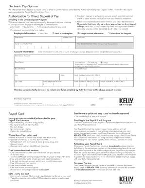 Kelly Services Direct Deposit Authorization Form