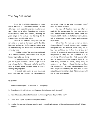 Christopher Columbus Worksheet