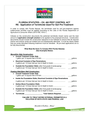 Florida Termiticide Application Form