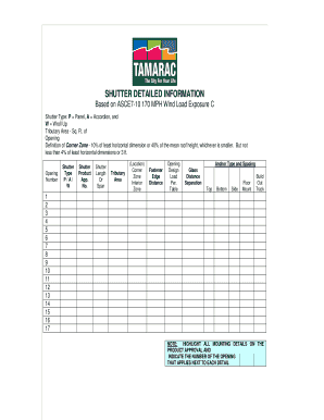 Shutter Wind Load Calculation Form