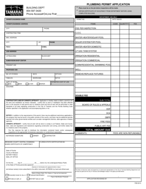 Plumbing Permit Application