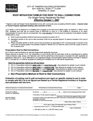 Roof Mitigation Form 2 For Roof To Wall Connections - tamarac