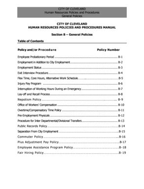 how to apply human resource policy table